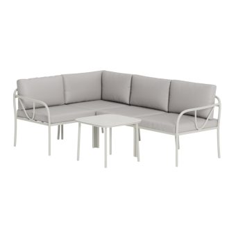 Loungegrupp Utomhus – Venture Home Hydra Hörnsoffa 3-sits + Soffbord GråBeige inkl. dynor