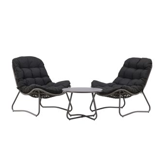 Loungeset Utomhus – Venture Home Cala 2 Fåtöljer + Sidobord GråSvart inkl. dynor