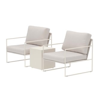 Loungeset Utomhus – Venture Home Lissabon 2 Fåtöljer + Sidobord Beige inkl. dynor