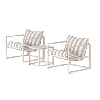 Loungeset Utomhus – Venture Home Messina 2 Fåtöljer + Sidobord BeigeVit inkl. dynor
