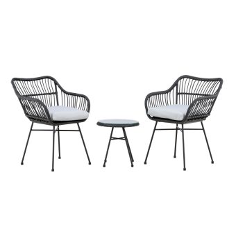 Loungeset Utomhus – Venture Home Viga 2 Fåtöljer + Sidobord SvartGrå inkl. dynor