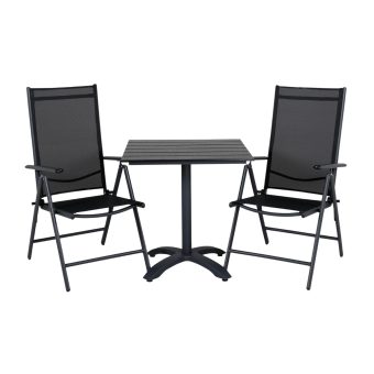 Matgrupp Utomhus - Venture Home Colorado Cafébord 70x70 Svart + 2 Break Positionsstolar Svart
