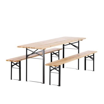 Matgrupp Utomhus - Venture Home Guniess Matbord 60x200 Natur + 2 Bänkar 200 SvartNatur