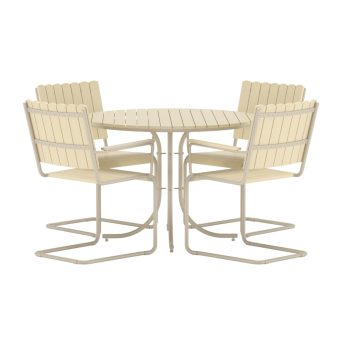 Matgrupp Utomhus - Venture Home Holmsund Runt Matbord Ø100 Beige + 4 Matstolar Beige