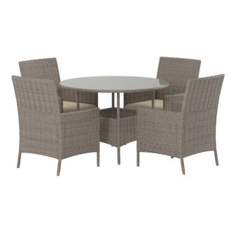 Matgrupp Utomhus - Venture Home Lefkas Runt Matbord Ø110 Brun + 4 Matstolar Brun inkl. dynor