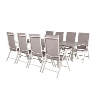 Matgrupp Utomhus - Venture Home Levels Matbord 160240x100 VitGrå + 8 Break Positionsstolar VitGrå