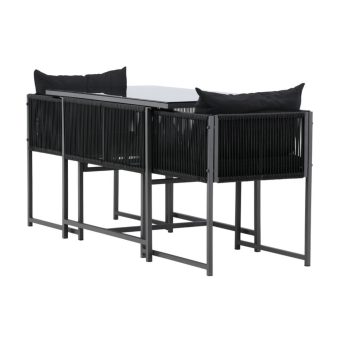 Matgrupp Utomhus - Venture Home Noto Matbord 120x120 Svart + 4 Matstolar Svart inkl. dynor (1)