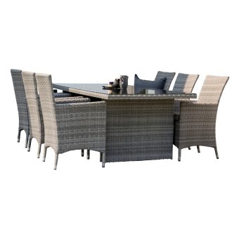 Matgrupp Utomhus - Venture Home Padova Matbord 200x100 Grå + 6 Malin Karmstolar Grå inkl. dynor