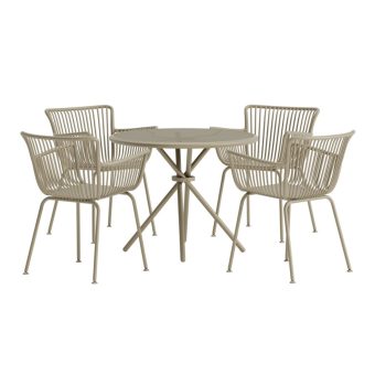 Matgrupp Utomhus - Venture Home Sifnos Runt Matbord Ø90 Beige + 4 Matstolar Beige