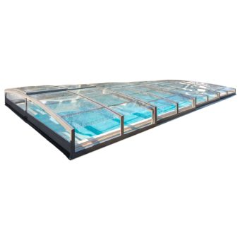 Pooltak Leia Premium Aluminiumvit 4 sektioner dörr vänster