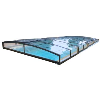 Pooltak Leia Standard Antracit Klarplast 4 sektioner dörr vänster