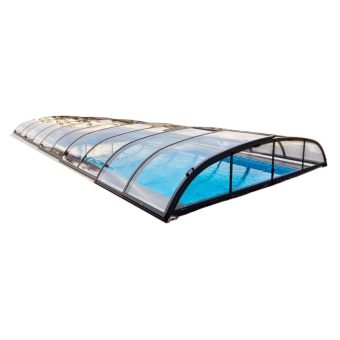 Pooltak Nova Comfort Antracit Klarplast 5 sektioner dörr vänster