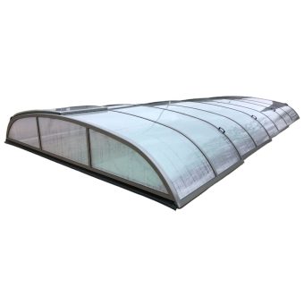 Pooltak Nova Comfort Premium 4 sektioner Aluminiumvit Dörr Vänster Förmonterat framsida