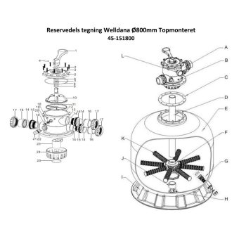 Sprängskiss Welldana Sandfilter Toppmonterat 800 45-151800